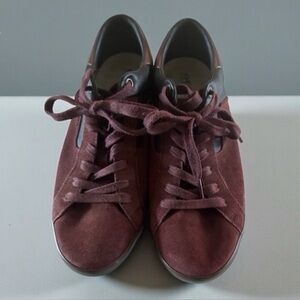 Geox Respira Suede Sneakers Burgundy Leather Trim Men’s Size 9 ( EU 42)